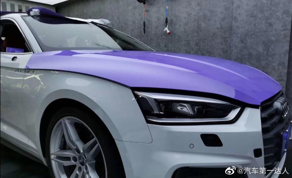 奥迪A5薰衣草紫，整体效果还不错，夏天的赶脚！