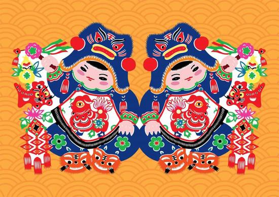 中国传统意义上的“年画娃娃”©摄图网