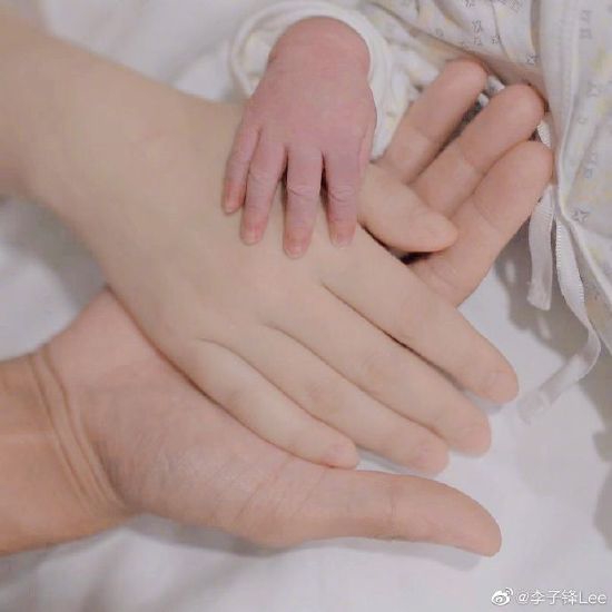 恭喜李子锋得子升级当爸爸晒一家三口牵手照