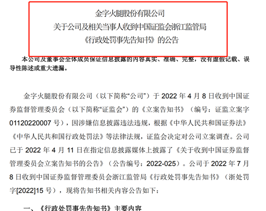 “A股最坑女婿炒生猪期货亏掉半个亿 火腿一哥因信披违规违法被警告并处罚