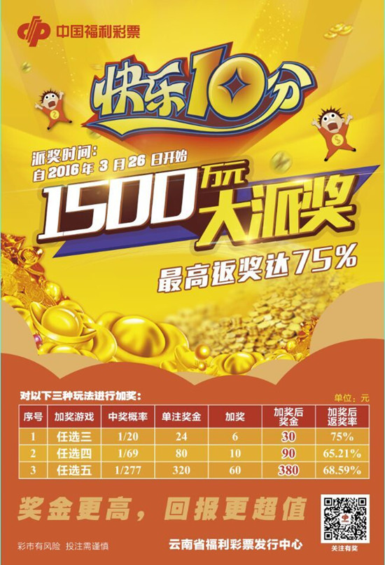 云南福彩开展"快乐十分"1500万大派奖活动
