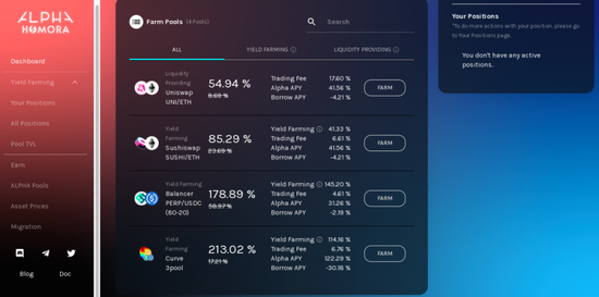 Alpha Homora挖矿页面