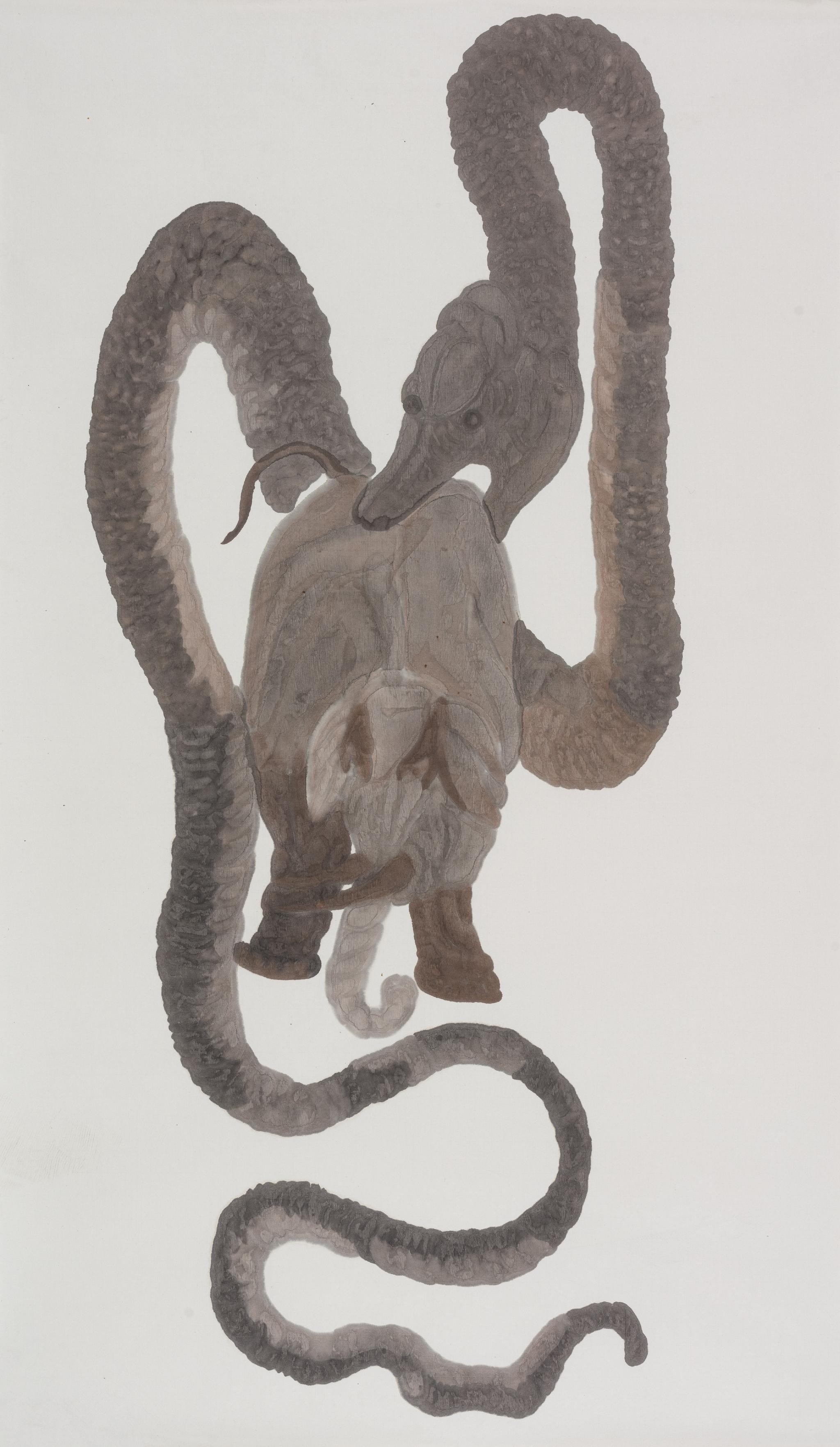 《蛇吞象》|70cm x 120cm|纸本水墨|2016