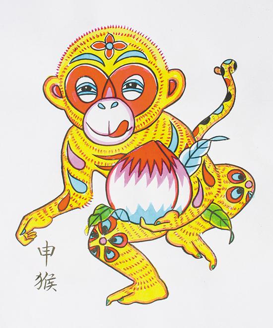 武强年画博物馆猴子木版年画