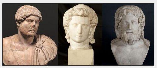 左:哈德良皇帝像 中:奥古斯都像 右:朱庇特像