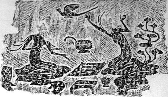 四川东汉画像石棺仙人六博图,公元2世纪