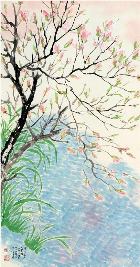 熊广琴 大观系列——春水之一 144×76cm 2016年长期以来,花鸟画令