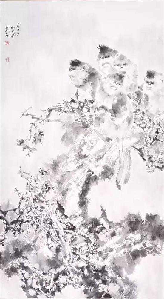 杨卫民 花鸟之一 180cm×90cm 2016年