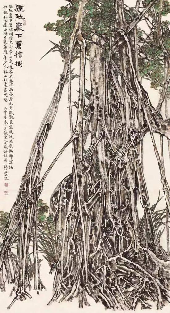 满江红 弥陀树下苍榕树 180cm×97cm 2016年