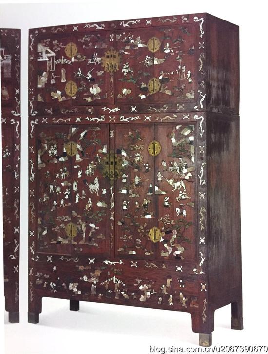 黄花梨百宝嵌博古图顶箱书柜|黄花梨|大都会|博物馆|故宫_手机新浪网