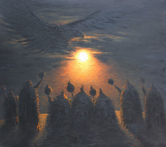 曲比哈布 《毕摩的承诺5号》 150×170cm 布面油画