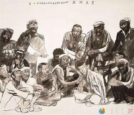 农民问题,纸本水墨,158×190cm,2004年