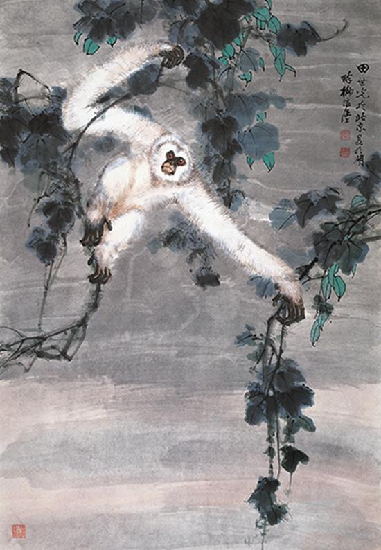 《白猿》100x69.5cm 纸本设色 1994年