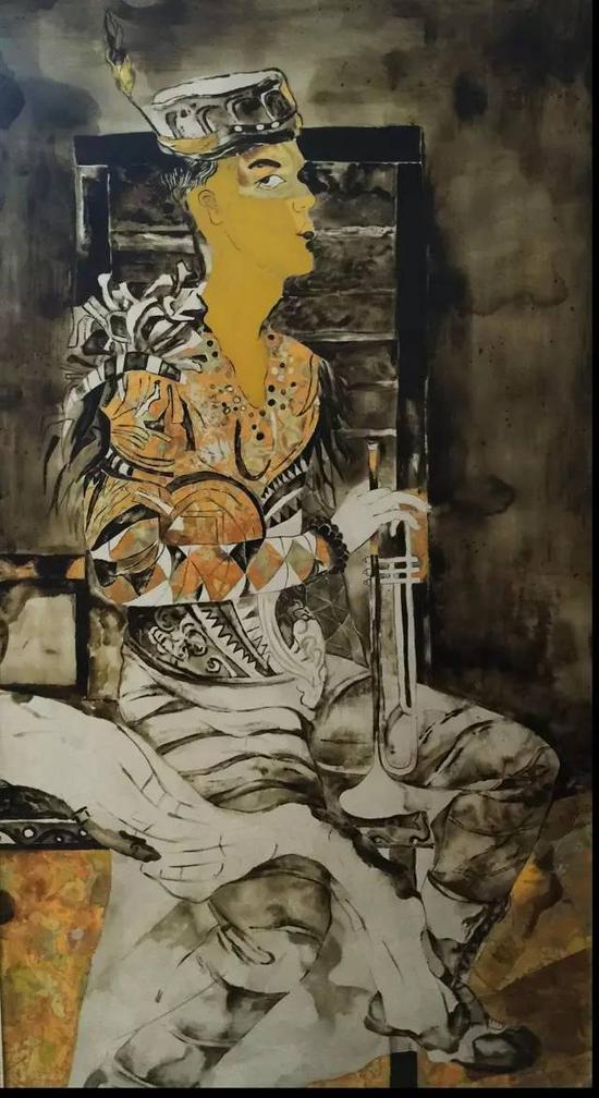 叶其昆《余音 2014 漆画,大漆/箔粉 180cmx90cm
