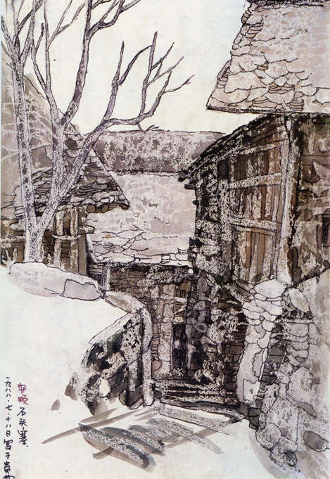 贵州安顺布依族民居(1988年)水彩