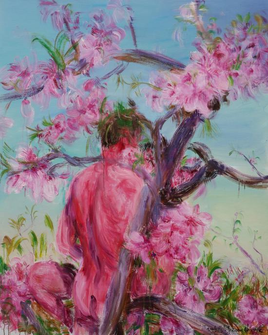 周春芽-桃花红人-数位版-90x72cm-23/80-2011