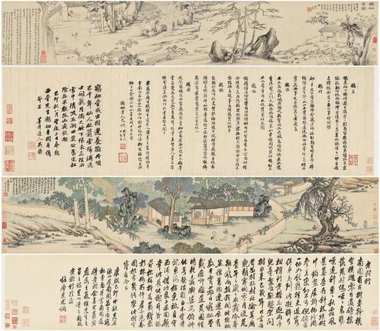 　　傅山（1607-1684）、吴歴（1632-1718）为尤侗（1618-1704）作《鹤栖堂图》
纸本 手卷
傅山作于1682年／吴歴作于1699年
