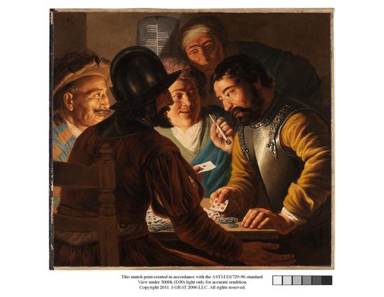 扬•利文斯 (1607-1674) 《玩牌者》 1625年 帆布油画 97.5×105.4厘米