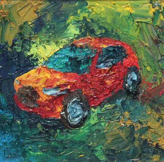 一等奖 何培宁 12岁 北京《大众汽车》 油画