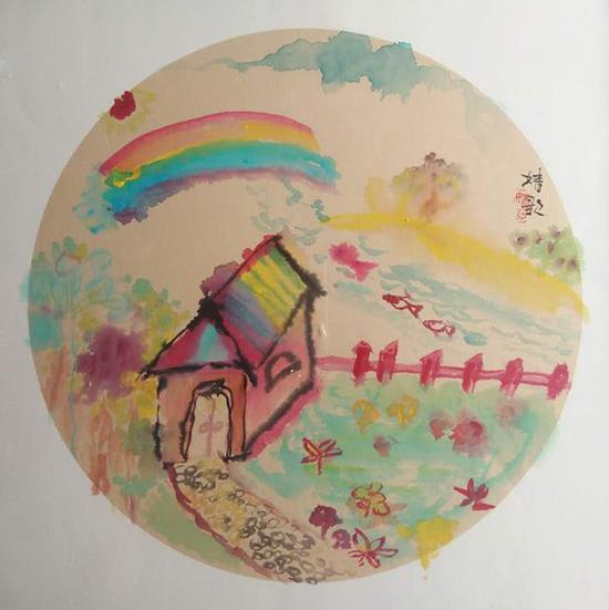 安徽界首 《我美丽的家》 水彩胡家维 8岁 北京通州 《花园》 国画王