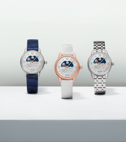 　　万宝龙宝曦系列昼夜显示腕表 30毫米（左：精钢款） ；万宝龙宝曦系列昼夜显示腕表 30毫米（中：玫瑰金款） ；万宝龙宝曦系列昼夜显示腕表 30毫米（右：钢链表带）
