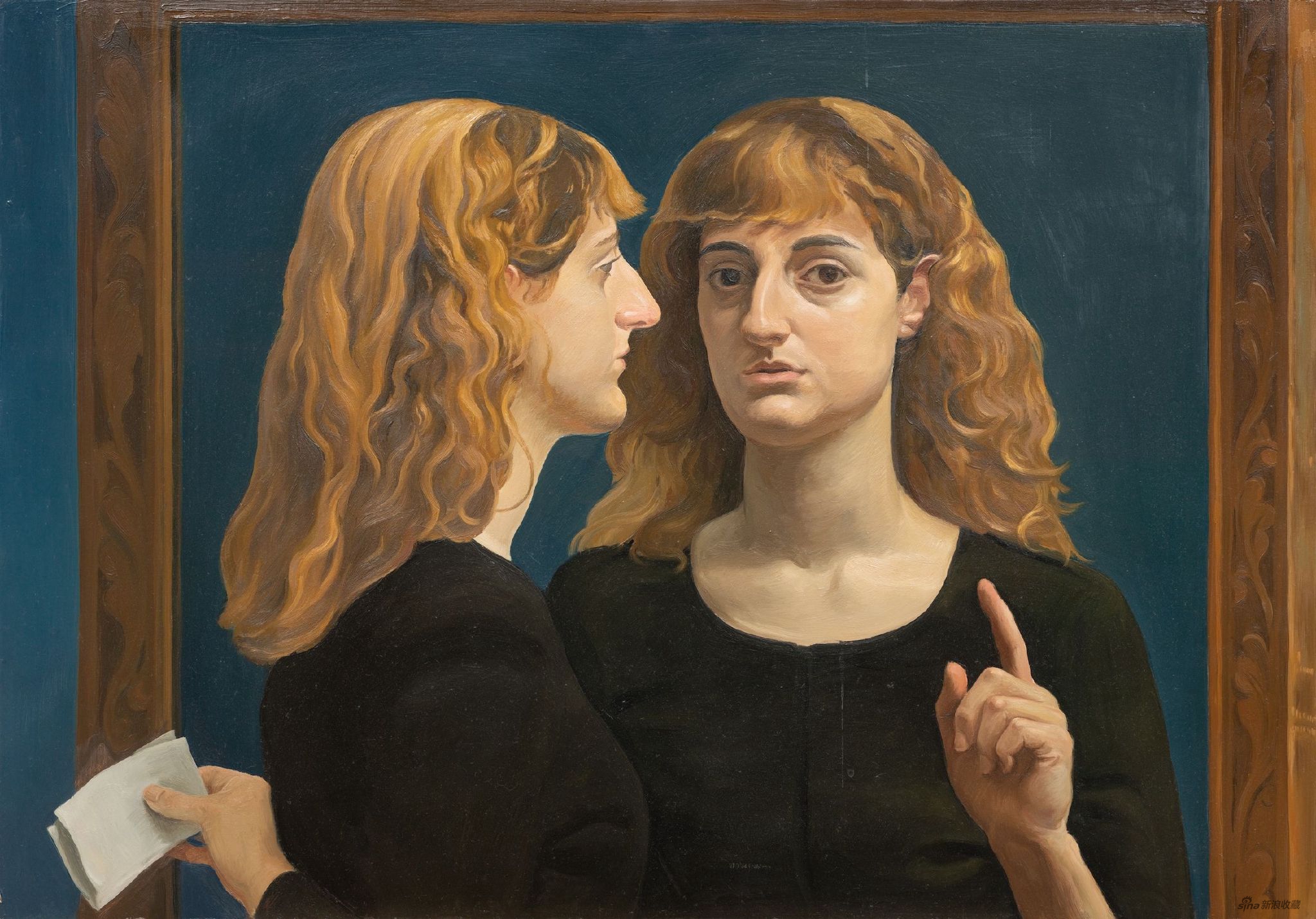 《「言」与「真」的寓言》，木板油画，65 × 91 cm，2020