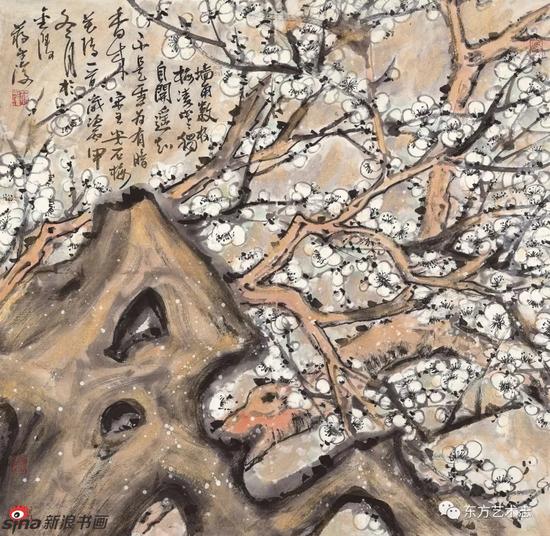 《墙角数枝梅》69cmx69cm,2016年