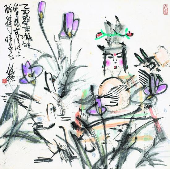 彈奏 69x69cm 1985年