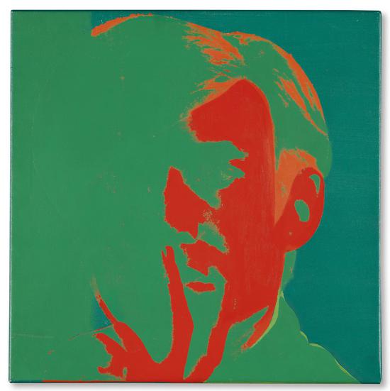 安迪·沃荷《自画像》,1966 年作, 压克力,丝印油墨及铅笔画布,57.