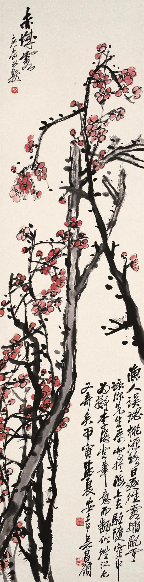 梅花图轴(冬),160×40,1914,吴昌硕