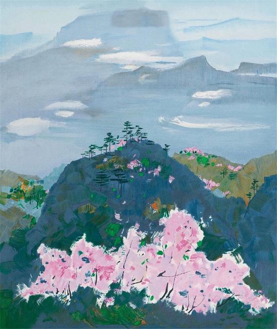 吴冠中《又闻杜鹃》签字丝网版画100x80cm 2007