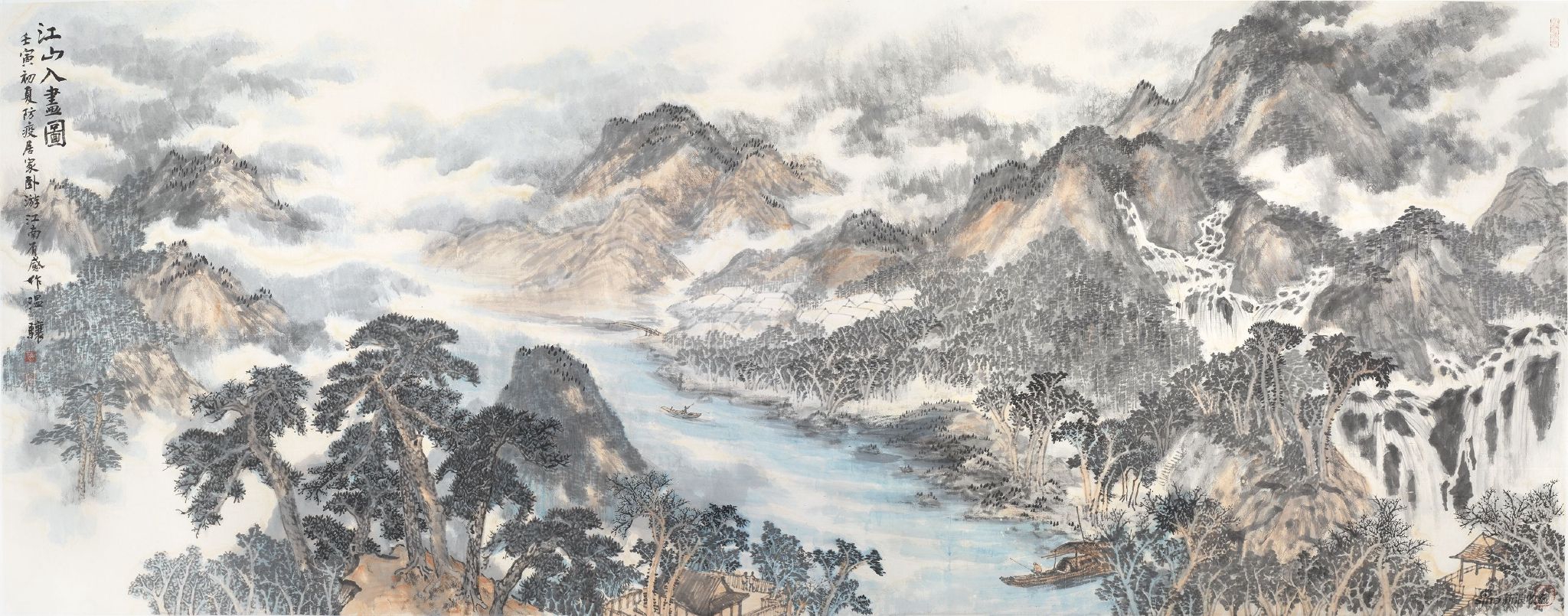 江山入画图144x367cm 纸本设色 2022年