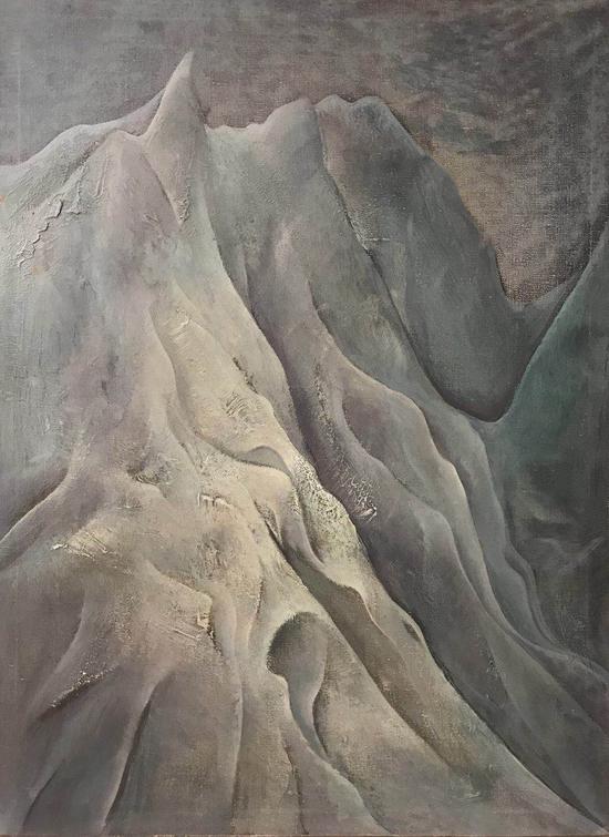 尹朝辉 嵩岩岭 74x55cm 布⾯油画 2018年
