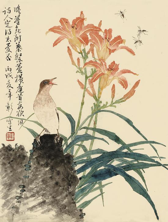 毕彰《花鸟》 46cm×35cm