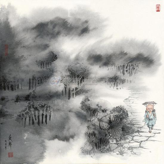 权迎升禅画小和尚水墨艺术展上海玉佛禅寺展