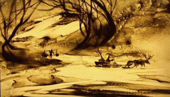 陈敬平沙画艺术轻写实沙画的沙画作品