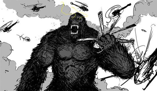 血腥暴力金刚骷髅岛插画版海报走红