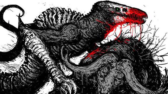 血腥暴力金刚骷髅岛插画版海报走红