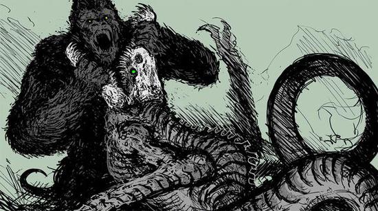 血腥暴力金刚骷髅岛插画版海报走红