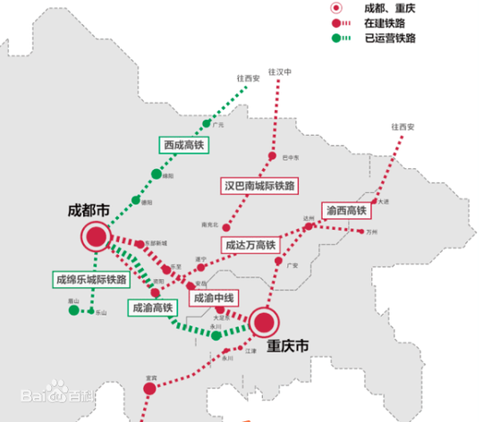 根據招標公告,成渝中線高鐵起自重慶市江北區,終至四川省成都市金牛區