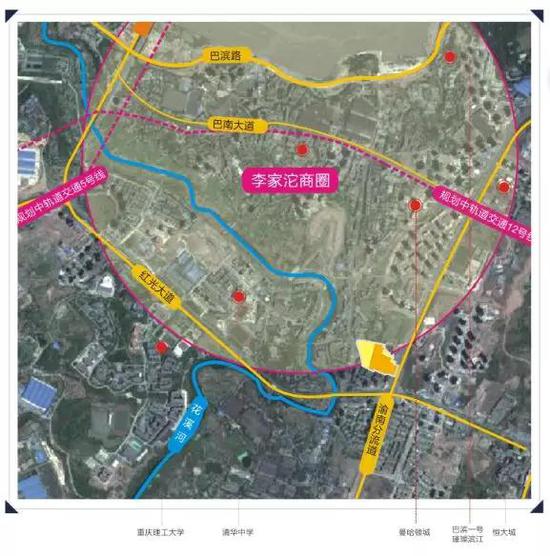 地块位于李家沱红光大道及渝南分流道交汇处,紧邻李家沱成熟商圈,公交