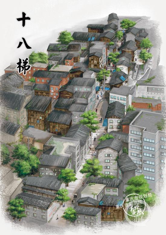 连接上下半城的十八梯 手绘图重现"市井风"(图)