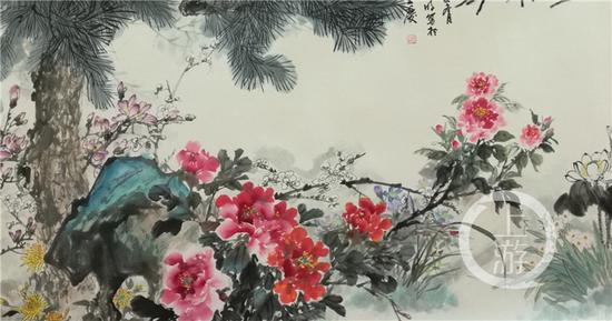 重庆草根画家接地气 一幅牡丹图卖出15万元高价