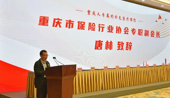 图:重庆市保险行业协会专职副会长唐林致辞