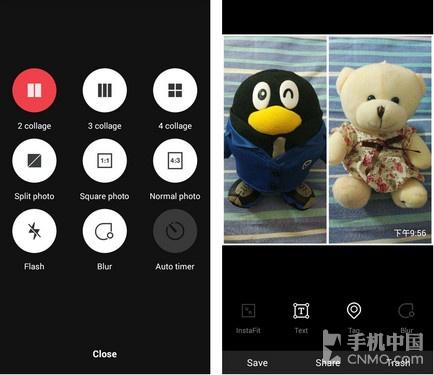《camu》拍摄模式和拼图拍摄图