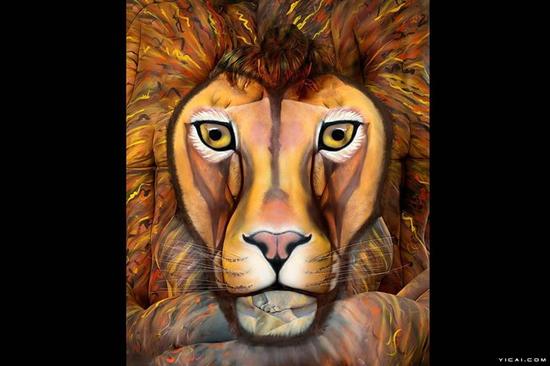 trina merry人体彩绘之狮子座