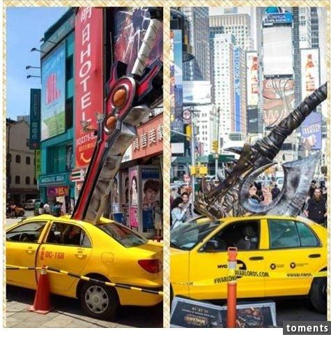 巨剑砸汽车：台湾手游宣传被指抄袭魔兽