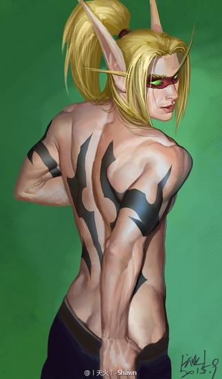 魔兽玩家7.0主题画作：恶魔猎手都为艺术献身？