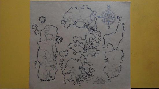 魔兽玩家彩铅手绘艾泽拉斯地图两个世界的旅行