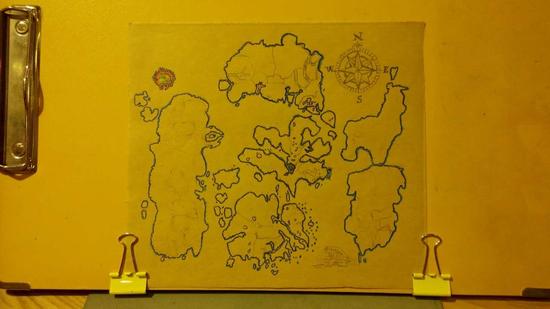 魔兽玩家彩铅手绘艾泽拉斯地图两个世界的旅行